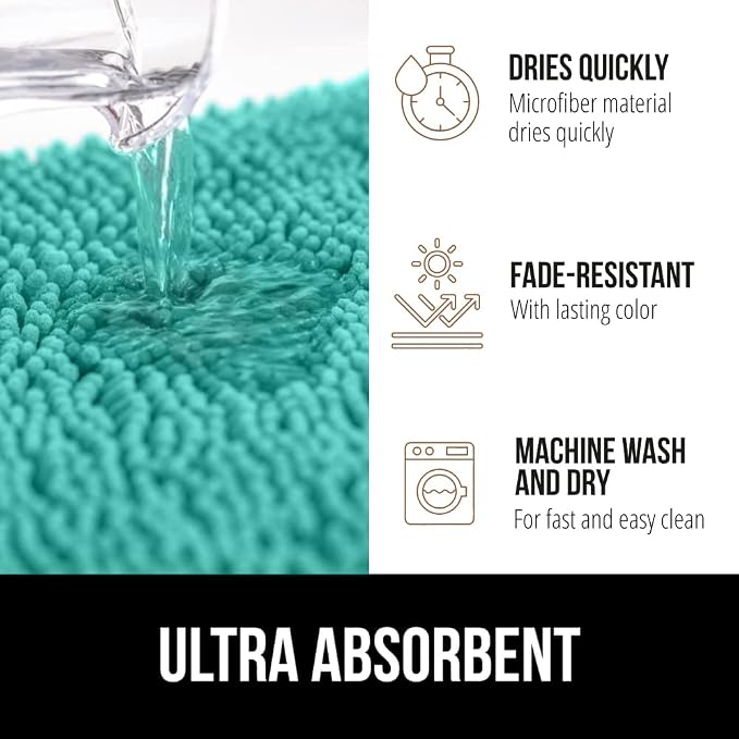 GORILLA GRIP Bath Rug Mat 36x24, Soft Absorbent Chenille, Quick Dry Microfiber - Image 4