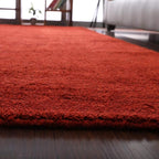 Rugsotic Carpets Hand Knotted Gabbeh Wool 8'x11' Area Rug Solid Red L00111 - Image 9
