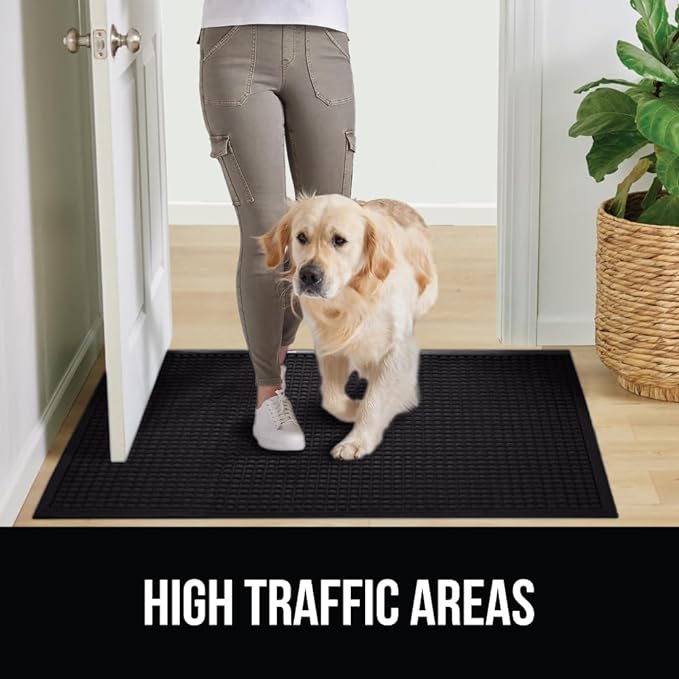 GORILLA GRIP Front Door Mat, 35x23 Black, Indoor Outdoor Ultra Absorbent - Image 6