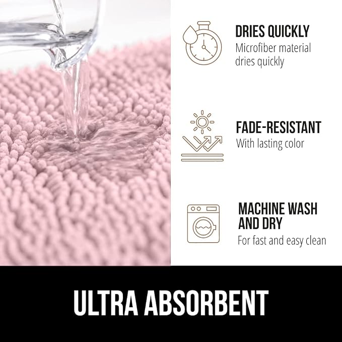 GORILLA GRIP Bath Rug Mat, Thick Soft Absorbent Chenille, Quick Dry Microfiber - Image 4