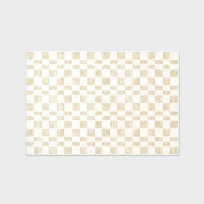 EVERGRACE Checkered Plaid Area Rug 4x6, Soft Fuzzy Faux Wool Rugs Washable Anti - Image 7