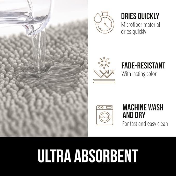 GORILLA GRIP Bath Rug Mat 30x20, Thick Soft Absorbent Chenille, Quick Dry - Image 4