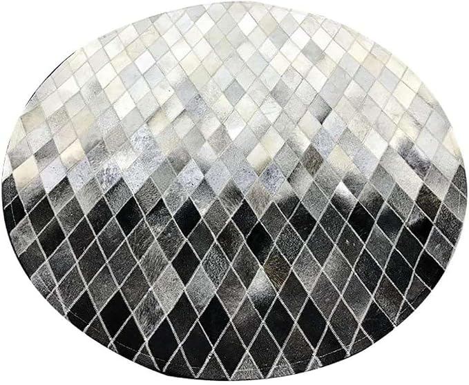 Round Area Rug – Modern Geometric Diamond Pattern Carpet - Image 2