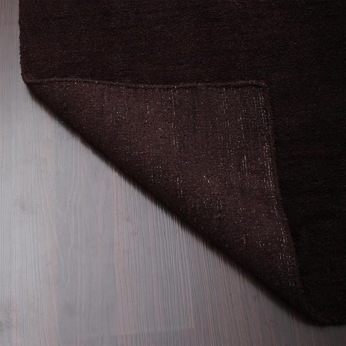 Rugsotic Carpets Hand Knotted Gabbeh Wool 5'x8' Area Rug Solid Brown L00111 - Image 8