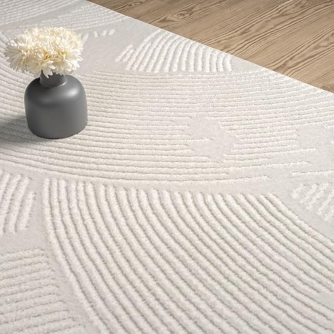 Abani Zen 5' x 8' Cream Rug – Neutral Brush Stroke Sandbrush Design, Soft Area - Image 6