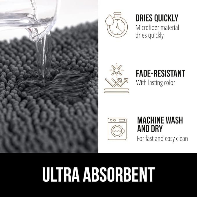 GORILLA GRIP Bath Rug Mat 36x24, Soft Absorbent Chenille, Quick Dry Microfiber - Image 4