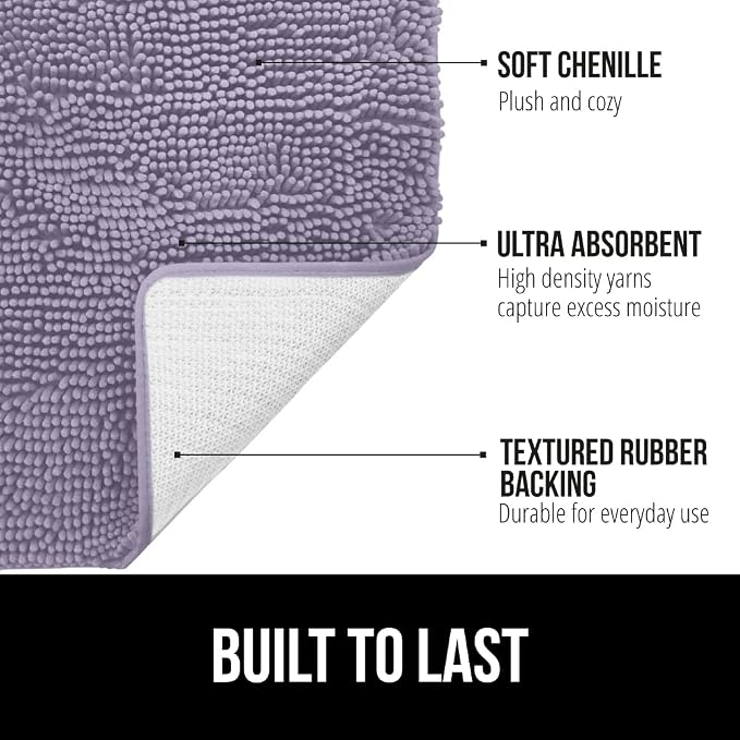 GORILLA GRIP Bath Rug Mat 36x24 Thick Soft Absorbent Chenille, Quick Dry - Image 2