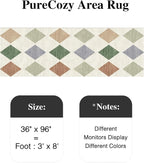 3x8 Runner Checkered Rug for Hallways Colorful Washable Long Carpet Non-Slip - Image 2