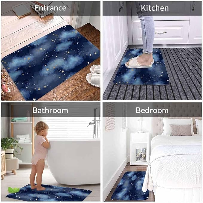 Stars and Clouds Bath Rugs for Bathroom Durable Flannel Bath Rug Clearance Mats - Image 4
