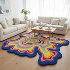 Irregular Shaped Handmade Wool Rug | Modern Colourful Stripe Premium Area Rug by RestorationandRenovation