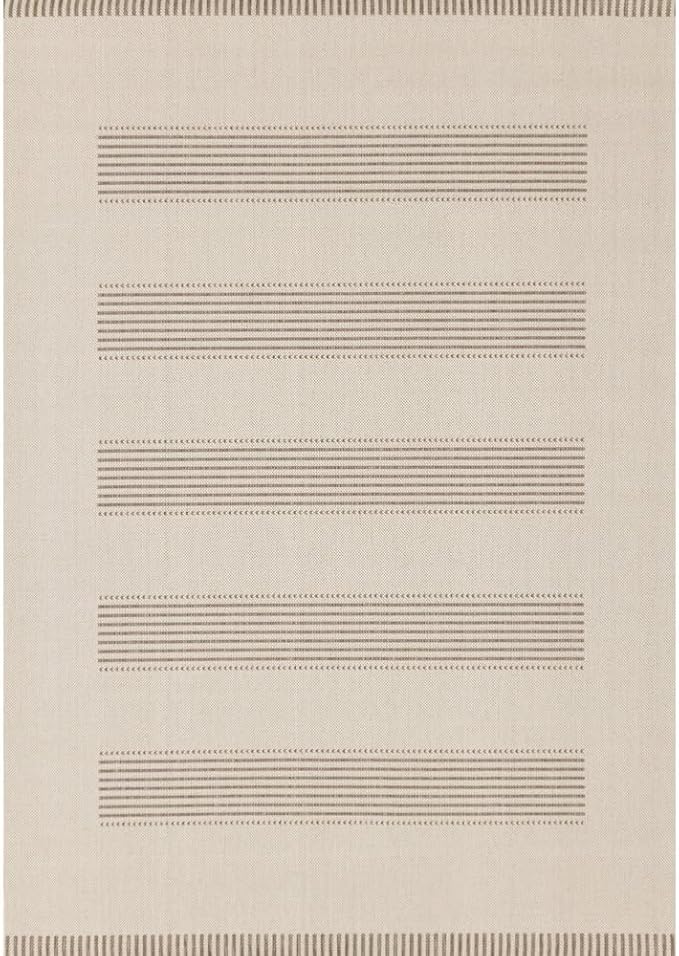 6x9 Rug with Modern Striped Pattern, Stylish Neutral Area Rug in Beige and Cream by Unknown
