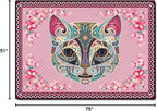 Cartoon Animal Pattern Area Rug Cute Cat Luxury Floral Decor - Image 3