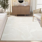 Abani Zen 5' x 8' Cream Rug – Neutral Brush Stroke Sandbrush Design, Soft Area by Abani