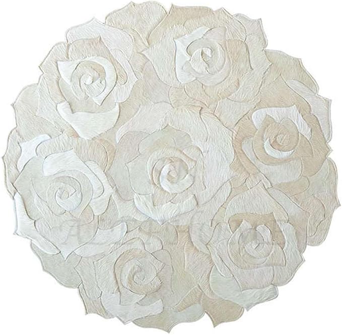 Round Floral Area Rug – Elegant Textured Rose Design – Soft Decorative Circle - Image 4