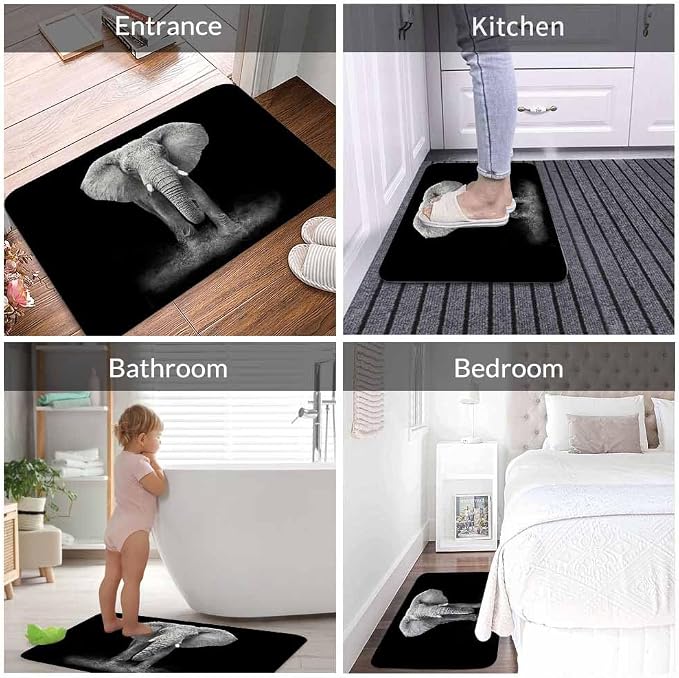 Elephant Bath Rugs Microfiber Bathroom Mat Soft Plush Shaggy Shower Mat - Image 4