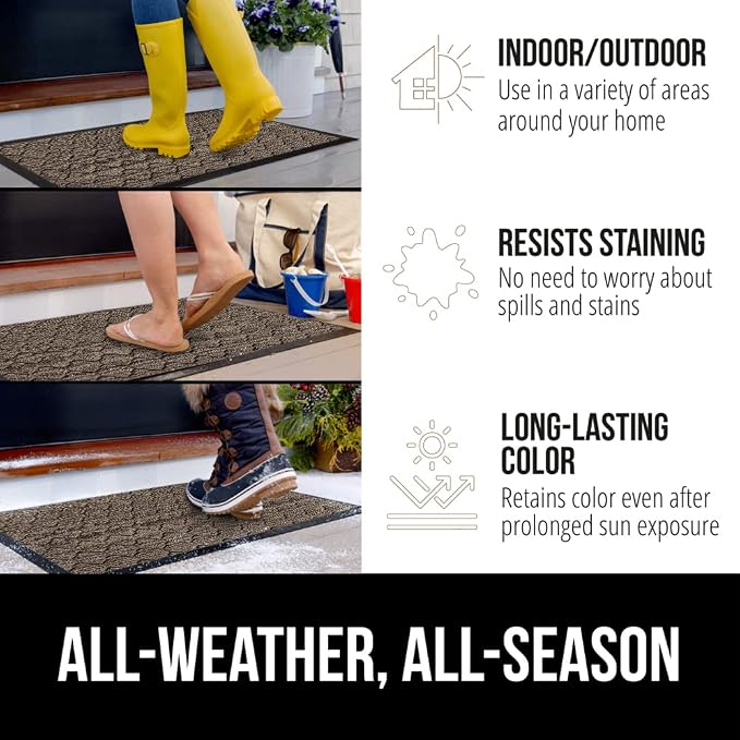 GORILLA GRIP 100% Waterproof All-Season WeatherMax Doormat 35x23, US Designed - Image 4