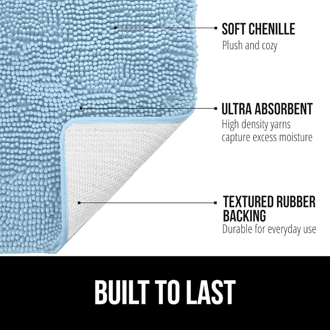 GORILLA GRIP Bath Rug Mat 44x26, Thick Soft Absorbent Chenille, Quick Dry - Image 2