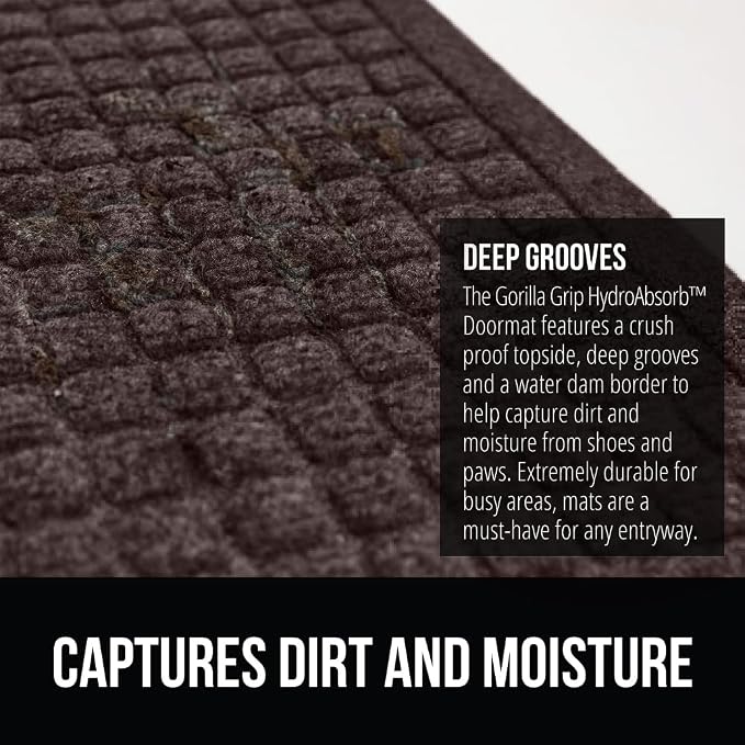 GORILLA GRIP Front Door Mat, Indoor Outdoor Ultra Absorbent HydroAbsorb Doormat - Image 4