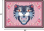 Cartoon Animal Pattern Area Rug Cute Cat Luxury Floral Decor - Image 3