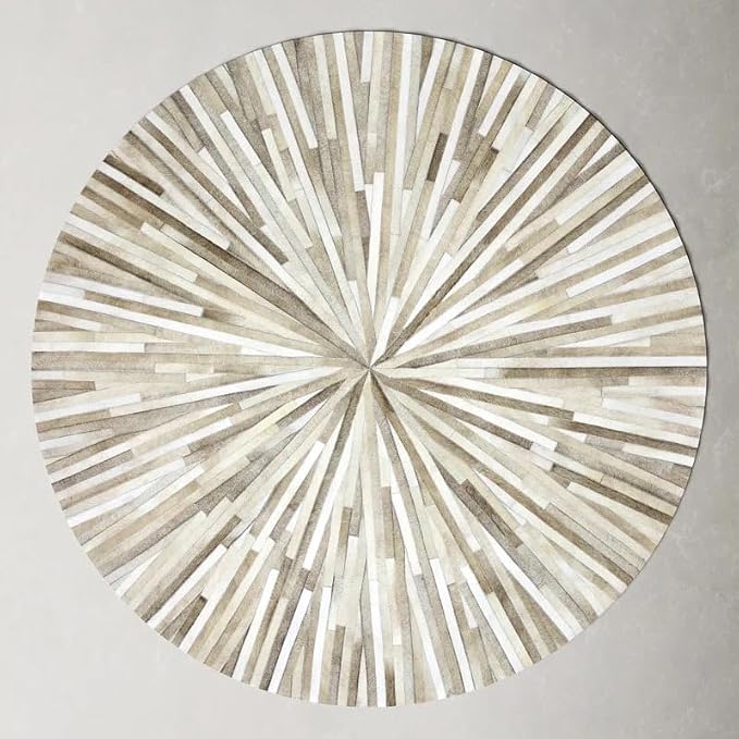Faux Cowhide Round Area Rug | Non-Slip Leather Floor Carpet - Image 4
