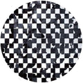 Sn Alef Home Black & White Round Rug | Checkered Floral Designer Carpet by SNALFEHOME