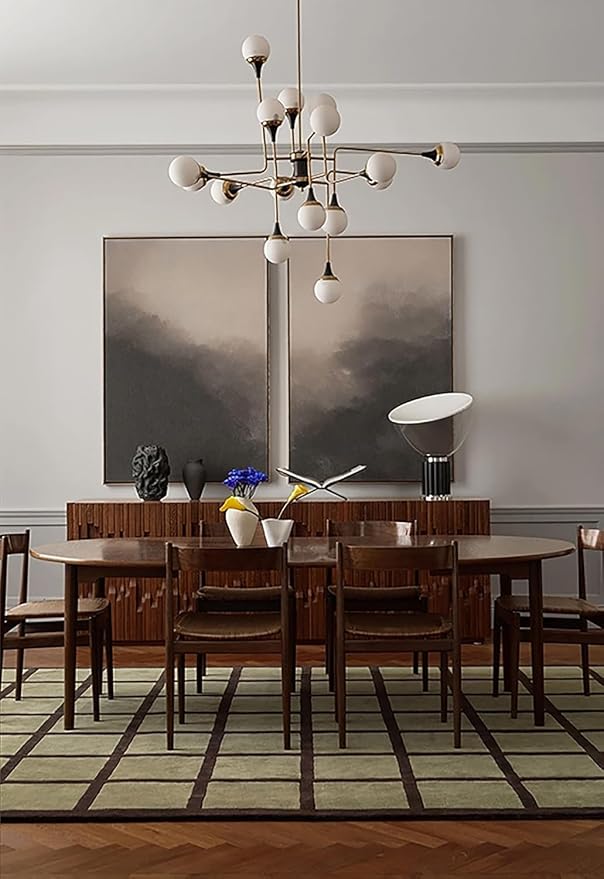 Handmade Wool Area Rug & Runner | Modern Grid Pattern Carpet - Image 8