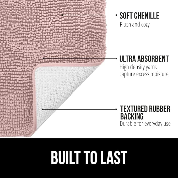 GORILLA GRIP Bath Rug Mat, Thick Soft Absorbent Chenille, Quick Dry Microfiber - Image 2