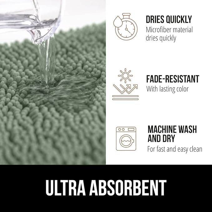 GORILLA GRIP Bath Rug Mat 60x24, Soft Absorbent Chenille, Quick Dry Microfiber - Image 4