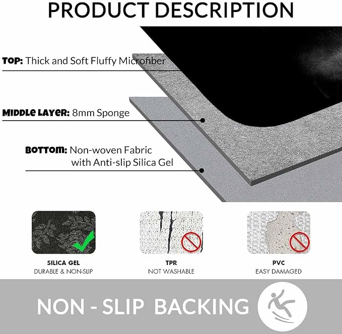 Elephant Bath Rugs Microfiber Bathroom Mat Soft Plush Shaggy Shower Mat - Image 6