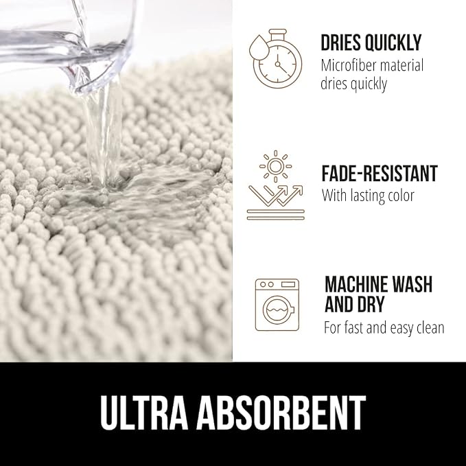 GORILLA GRIP Bath Rug Mat 60x17, Thick Soft Absorbent Chenille, Quick Dry - Image 5