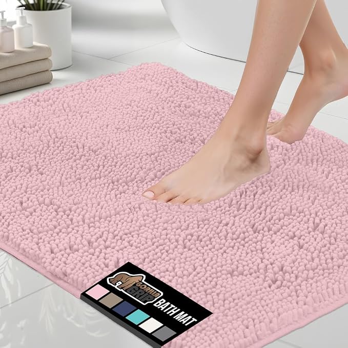 GORILLA GRIP Bath Rug Mat, Thick Soft Absorbent Chenille, Quick Dry Microfiber by GorillaGrip