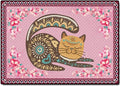 Cartoon Animal Pattern Area Rug Cute Cat Luxury Floral Decor by LIKETN