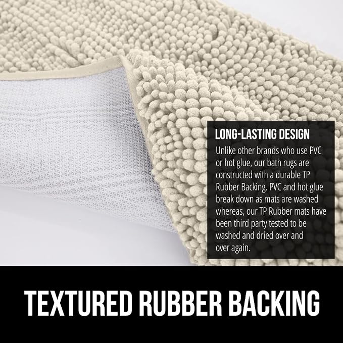 GORILLA GRIP Bath Rug Mat 60x24, Thick Absorbent Chenille, Quick Dry Microfiber - Image 5