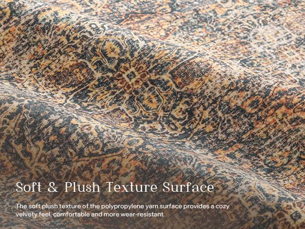 Phantoscope Washable Area Rug 4'x6' Non-Slip, Vintage Neutral Rugs - Image 4