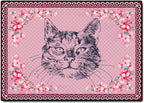 Cartoon Animal Pattern Area Rug Cute Cat Luxury Floral Decor by LIKETN