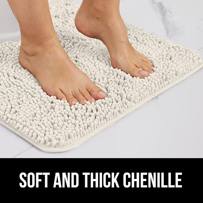 GORILLA GRIP Bath Rug Mat 60x17, Thick Soft Absorbent Chenille, Quick Dry - Image 4