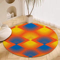 Vintage Blue Orange Round Rug Retro Pattern Print Area Rug Washable 7ft Circle by Unknown