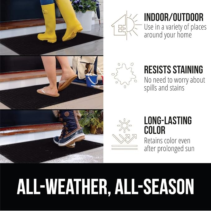 GORILLA GRIP Front Door Mat, 35x23 Black, Indoor Outdoor Ultra Absorbent - Image 5