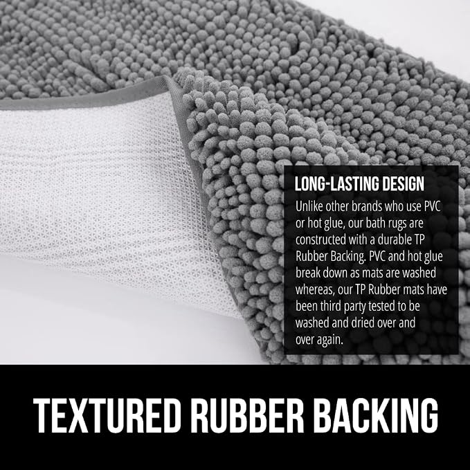 GORILLA GRIP Bath Rug Mat 48x17, Thick Soft Absorbent Chenille, Quick Dry - Image 5