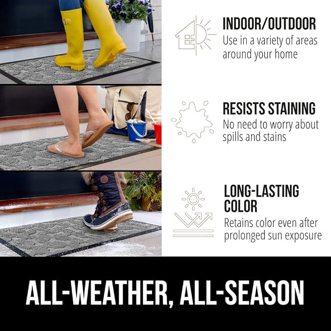 GORILLA GRIP 100% Waterproof All-Season WeatherMax Doormat, US Designed Natural - Image 3