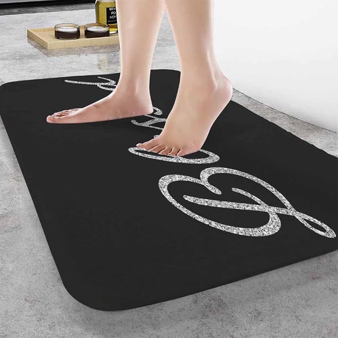 Black Glitter Blessed Bath Mat for Bathroom Bible Verse Blessed Bath Rugs Door - Image 2