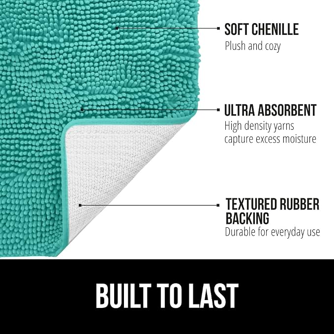 GORILLA GRIP Bath Rug Mat 36x24, Soft Absorbent Chenille, Quick Dry Microfiber - Image 2
