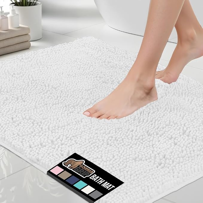 GORILLA GRIP Bath Rug Mat 42x24, Thick Soft Absorbent Chenille, Quick Dry by GorillaGrip