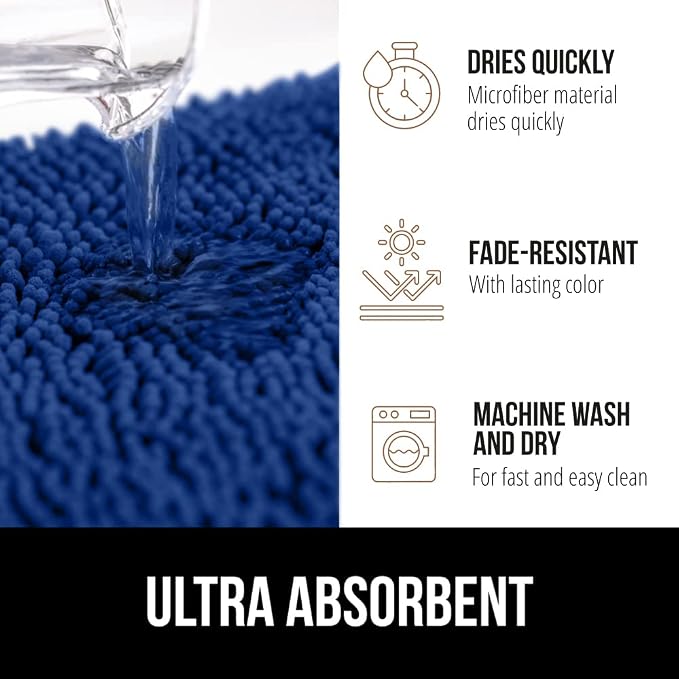 GORILLA GRIP Bath Rug Mat 60x24, Thick Soft Absorbent Chenille, Quick Dry - Image 4
