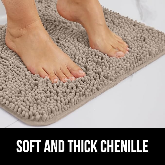 GORILLA GRIP Bath Rug Mat 60x17, Thick Absorbent Chenille, Quick Dry Microfiber - Image 3