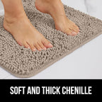 GORILLA GRIP Bath Rug Mat 54x24, Thick Absorbent Chenille, Quick Dry Microfiber - Image 3