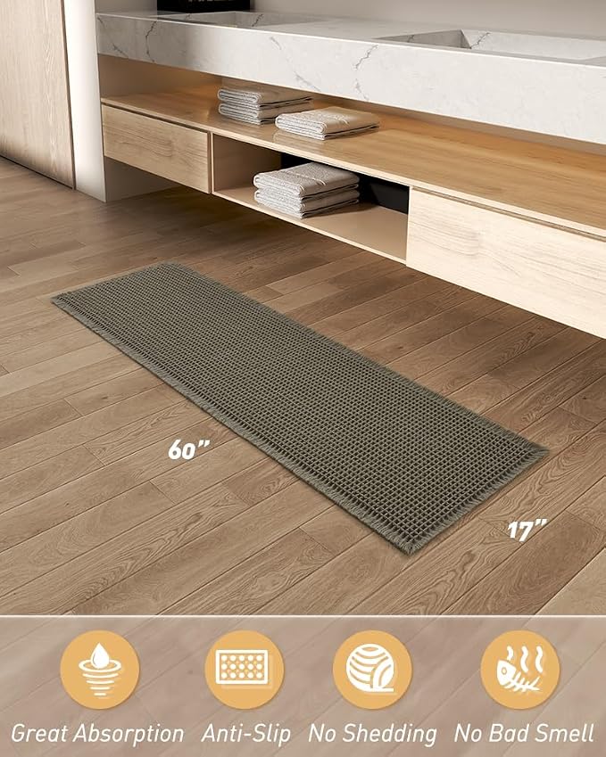 Upgraded Waffle Runner Rug, Super Absorbent Non Slip Bath Mats - Image 2