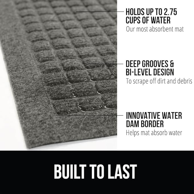 GORILLA GRIP Front Door Mat, Indoor Outdoor Ultra Absorbent HydroAbsorb Doormat - Image 2