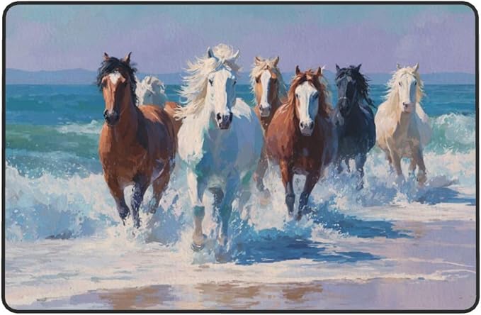 Horse Run Gallop in Waves Ocean Area Rug Washable Outdoor Rugs Anti-Slip Soft - Image 6