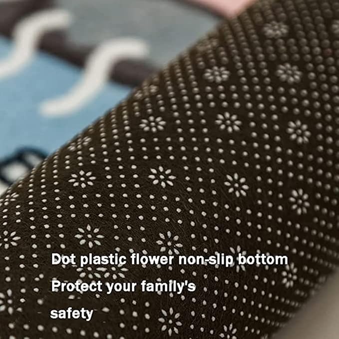 Cartoon Animal Pattern Area Rug Cute Cat Luxury Floral Decor - Image 9